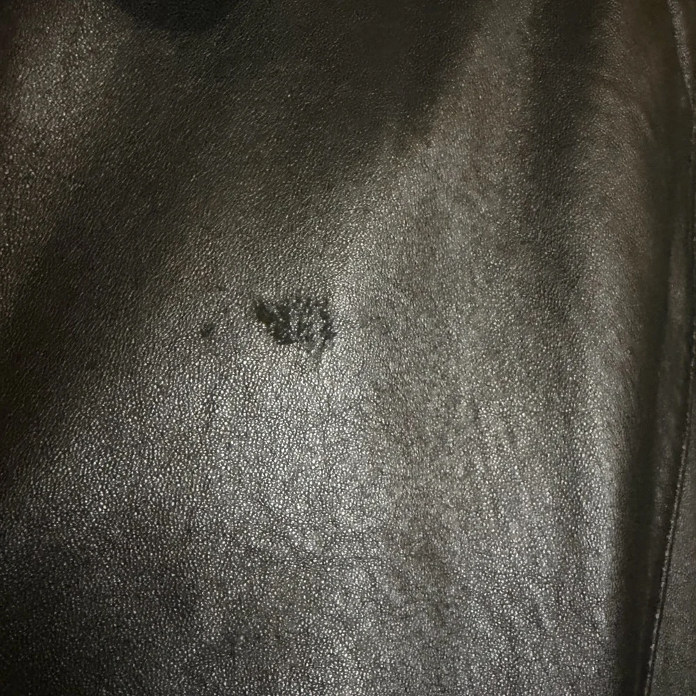 Wilsons Leather Shiny Black Jacket with Faux Fur Trim - Picture 5 of 7